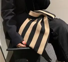 ♥️限定セール♥️ランチバッグ　ブラック　ブラウン　ストライプ　おしゃれ　上品