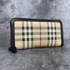 BURBERRY ノバチェック ホースロゴ ラウンドファスナー 長財布