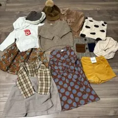 韓国子ども服　まとめ売り　女の子　カジュアル　淡色　ブラウン　ベージュ　秋冬