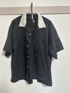 半袖黒白コントラストシャツ