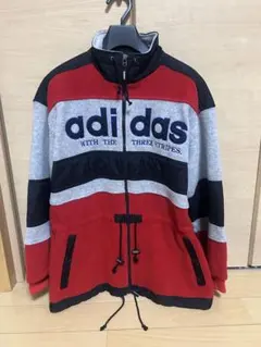 80ｓ90ｓ☆アディダスフリースジャケット デサント ボーダー 刺繍ロゴ 希少