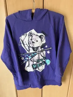 リッスンフレーバー紫 クマ イラスト パーカー
