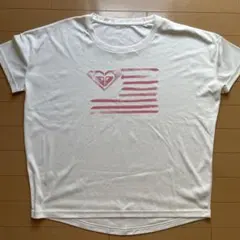 ROXY ハートとストライプのプリントTシャツ