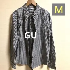 GU ジーユー シャツ ボタンダウン ギンガムチェック 白黒 着用数回 美品