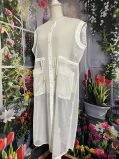 ホワイトメッシュベスト ポケット付き