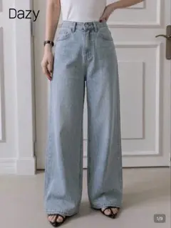 Dazy ライトブルー ワイドレッグデニムパンツS