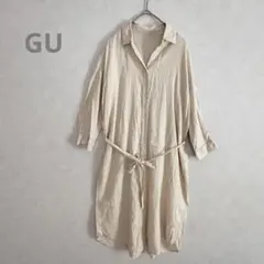 GU ジーユー　リネンブレンドシャツワンピース　七分袖　羽織　麻