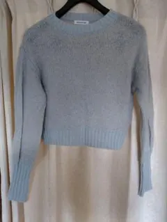 NATURAL BEAUTY BASIC ライトブルー クロップドニット