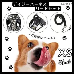 デイジー ハーネス リード セット ブラック XS 犬用 散歩 ペット 犬 反射
