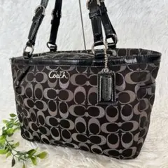 COACH Signature Tote Bag Black Gray y2k