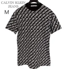 Calvin Klein JEANS 総柄ロゴ Tシャツワンピ M 黒