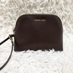jst様専用　CHARLES & KEITH レザーポーチ ダークブラウンのサムネイル
