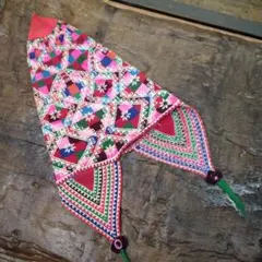 エスニック　ボリビア　インカ柄織り　アンティーク　耳付き帽子