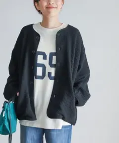 キルトノーカラージャケット