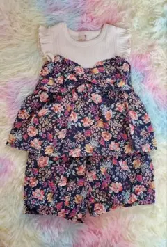 petit main フラワー　花柄　ショートパンツ　セット　フリル　100