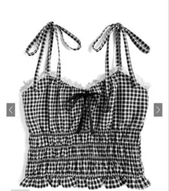 チェック柄リボンレースキャミソール[tg838]のサムネイル