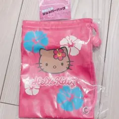 가챠 ハローキティ 平成 레트로 ショッパーバッグ 巾着 ハイビスカス