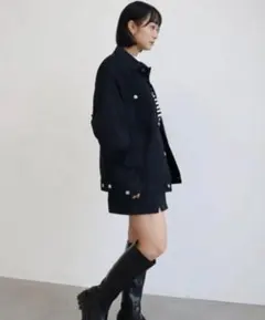 セットアップ　オーバーサイズジャケット インパン付きスカート 黒　NANA風