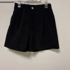 黒 コーデュロイ ハイウエストショートパンツ