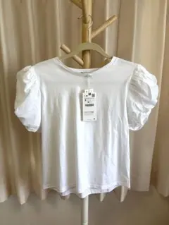 ZARA パフスリーブ Tシャツ ホワイト Sのサムネイル