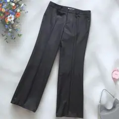 《M-premierBLACK》 セミフレアパンツ 40 グレー ストライプ