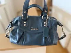 COACH 2way ショルダーバッグ ブルー レザーのサムネイル