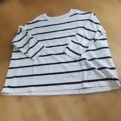 ストライプ 五分袖 ボートネック トップス