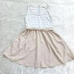 ダズリン ストライプ ノースリーブ ミニワンピース M 夏 リボン