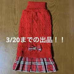 【3/20までの出品】犬服 ニットワンピース スカート レッド