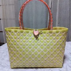 ppバンドカゴバッグ アイボリー*イエローオレンジ 編み込みかごバッグ