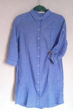 ストライプ 長袖シャツワンピース