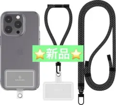 ✨️新品✨️ スマホストラップ スマホショルダー2本入り 長さ調整可能 ブラック
