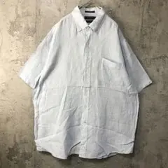 た*け様 Y4382古着　シャツ　半袖　ボタンダウン　水色　無地　90s Y2K