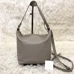 未使用☆ラシット　 レザー 2way ハンドバッグ ショルダーバッグ グレージュ