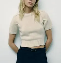 ZARA クロップドニット　半袖ニット
