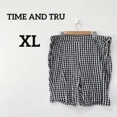 TIME AND TRU 【XL】ギンガムチェック ショートパンツ 白黒