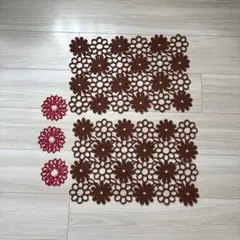 フェルト 花柄 ランチョンマット、コースター セット