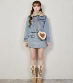 NICE CLAUP ファー配色＋ジャケットベルト付きスカート 定価17,000