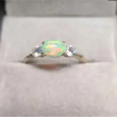 pt900 天然オパール ダイヤ付き リング 0.87ct 14号 4.63g - メルカリ