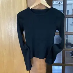 Re:EDIT ブラックニット 袖長めのセーター　細身タイプ Mサイズ
