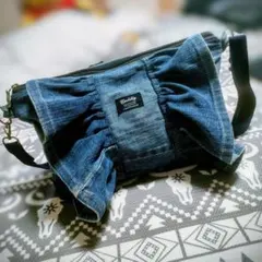 ハンドメイド　デニムリメイク　ショルダーバック