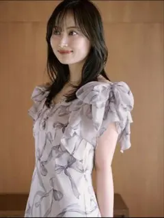 SNIDEL リボンスリーブデザインワンピース