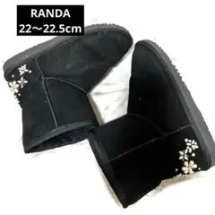 ランダRANDAムートンボアブーツ黒ブラックボア Sサイズ22〜22.5cm相当