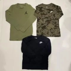 長袖カットソー3枚セット（カーキ・迷彩・黒）