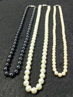 白＆黒 パール ネックレス 3点まとめ売り フォーマル #1577-23