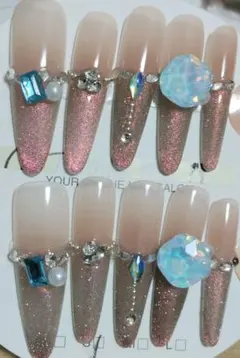 B1グラデーションラメネイルチップ10個セットSサイズ