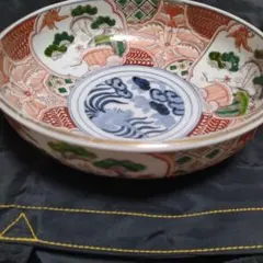 古伊万里色絵鉢 7寸 牡丹 獅子 流水 二重高台 - メルカリ