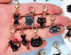 ✿ 黒猫 合金ペンダントチャーム 5個セット ✿
