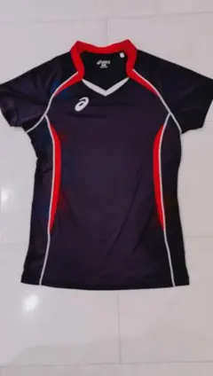 asics バレーボールシャツ M 黒/赤