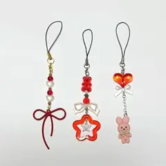 【S-34】ビーズキーホルダー 韓国 コレクトブック y2k シール帳 レッド